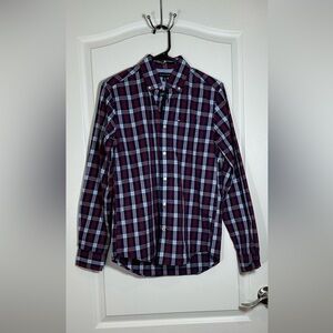 TOMMY HILFIGER Men's Red and Blue Plaid Shirt